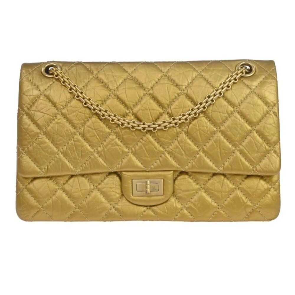 Chanel 2.55 Leather Gold Calfskin Shoulder Bag Bag